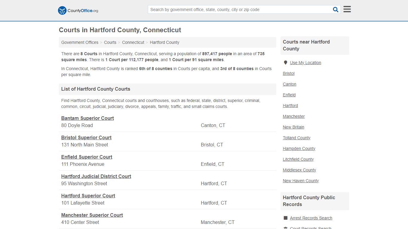 Courts - Hartford County, CT (Court Records & Calendars)